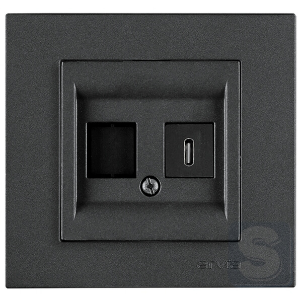 Розетка USB Type-C 5V-2.4A Arvia Electric KAREN Димчастий (20 04 2000 253)